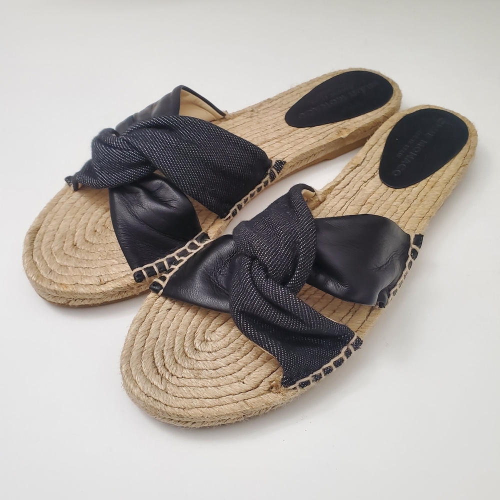 Club Monaco Black Twist Strap Espadrille SandalF36